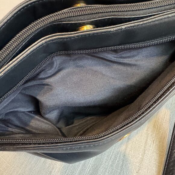 Vintage Etienne Aigner Navy Leather Hobo Shoulder Bag Horseshoe Logo - Picture 15 of 15